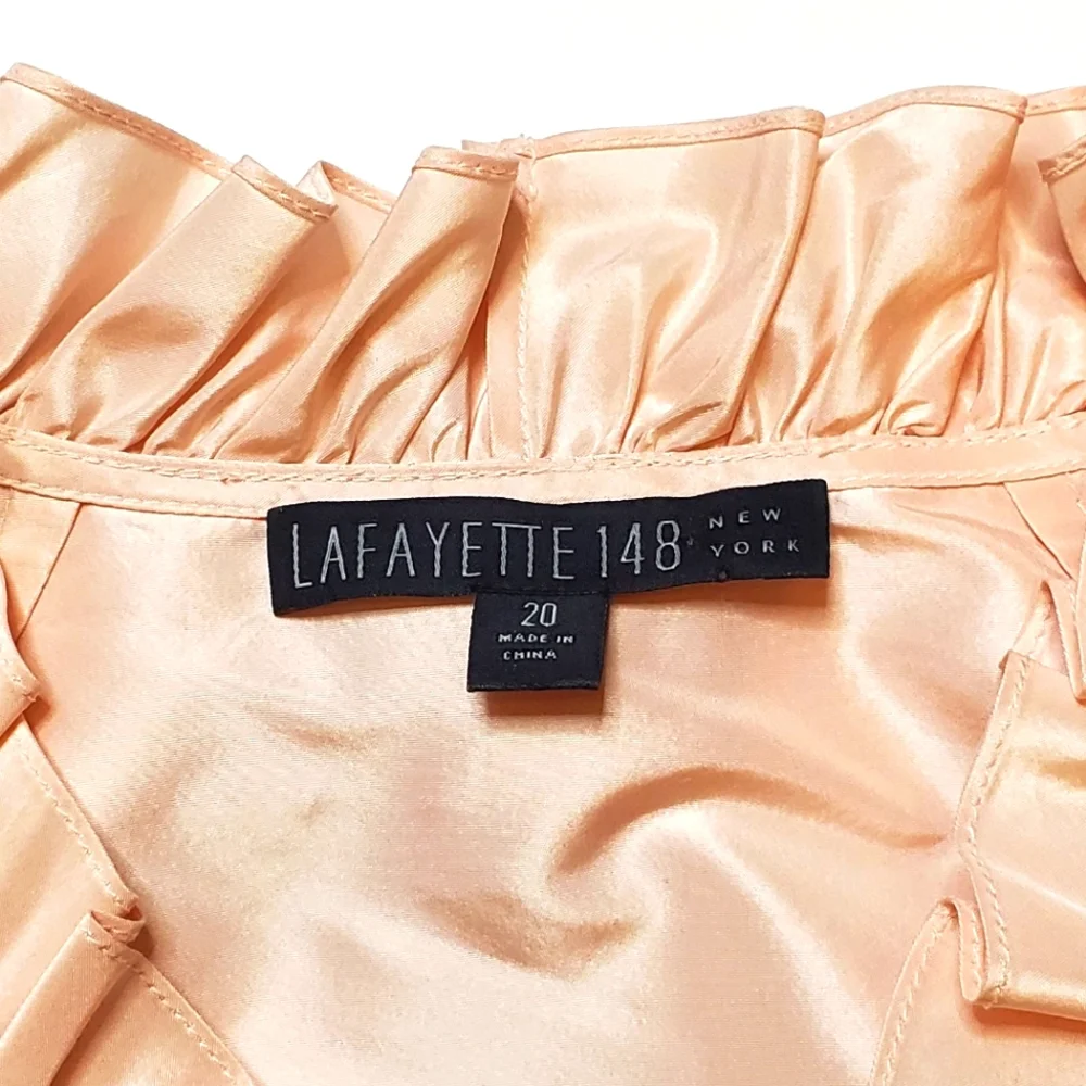 LAFAYETTE 148 Silk Taffeta Ruffled Collar Tie Waist Blouse Sz20 - Picture 6 of 8